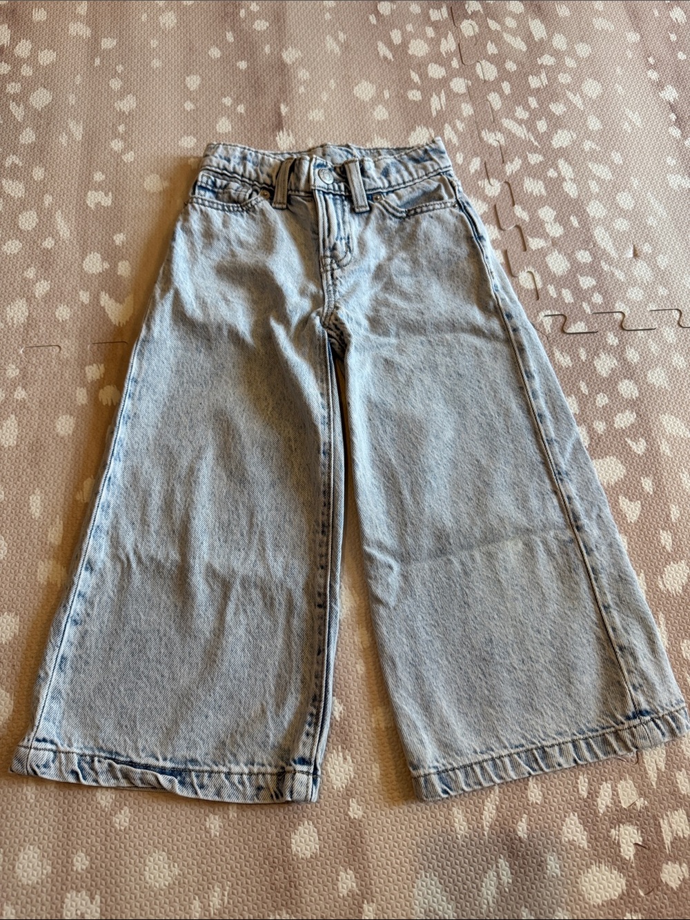 Gap Kids High Stride Ankle Wide Leg Jeans Girls Size 5 Light Wash Denim